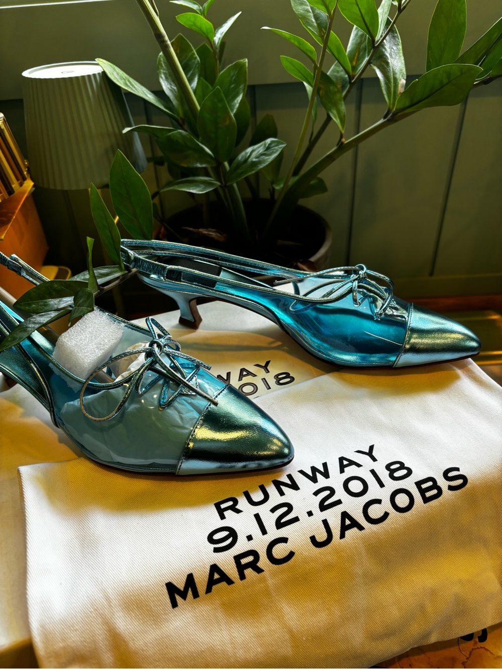 Marc Jacobs Runway Archive Metallic Blue Sculptural Heels NIB EU 38